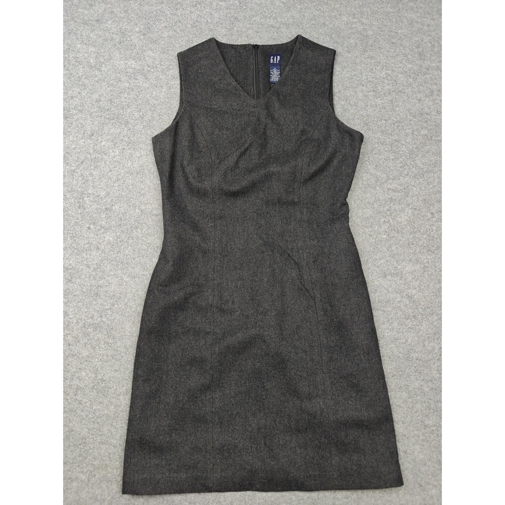 Gap Dress Womens 4 Gray Wool Blend Sheath Sleeveless V Neck Knee Length Work
